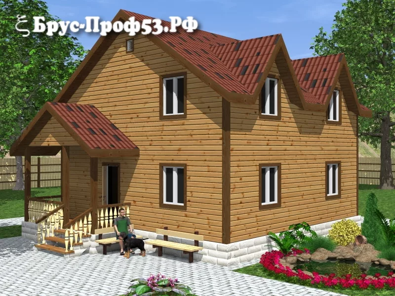 Дом из бруса D19 — 8×8 м