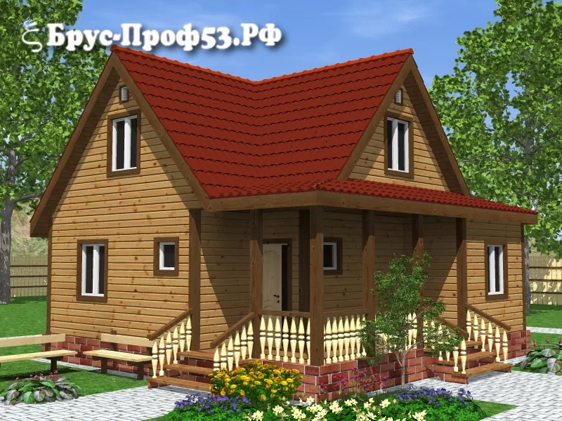 Дом из бруса D20 — 8×8 м