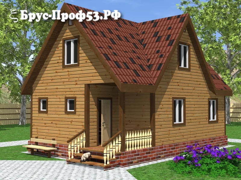 Дом из бруса D22 — 6×9 м