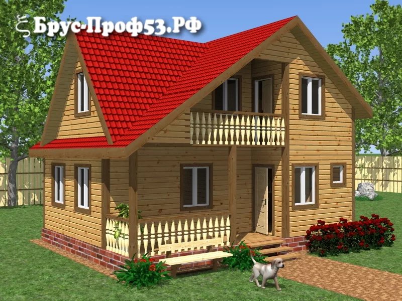 Дом из бруса D26 — 6×8 м