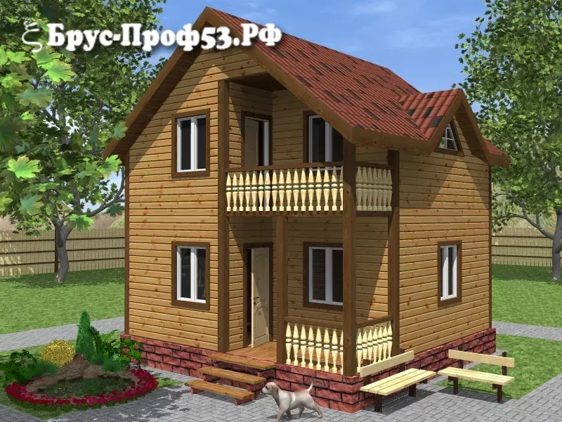 Дом из бруса D12 — 6×6 м