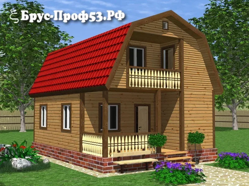 Дом из бруса D16 — 6×8 м