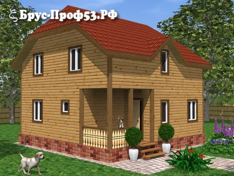 Дом из бруса D18 — 8×9 м